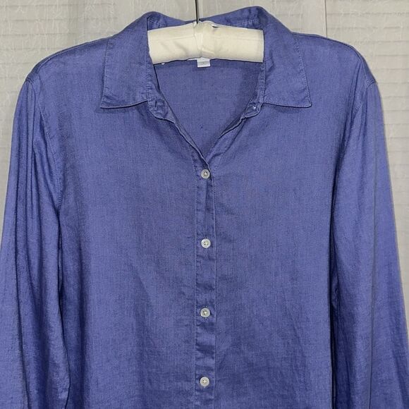 J.Jill S Love Linen Blue Long Sleeve Button Down Collared Essential Shirt - Picture 5 of 14